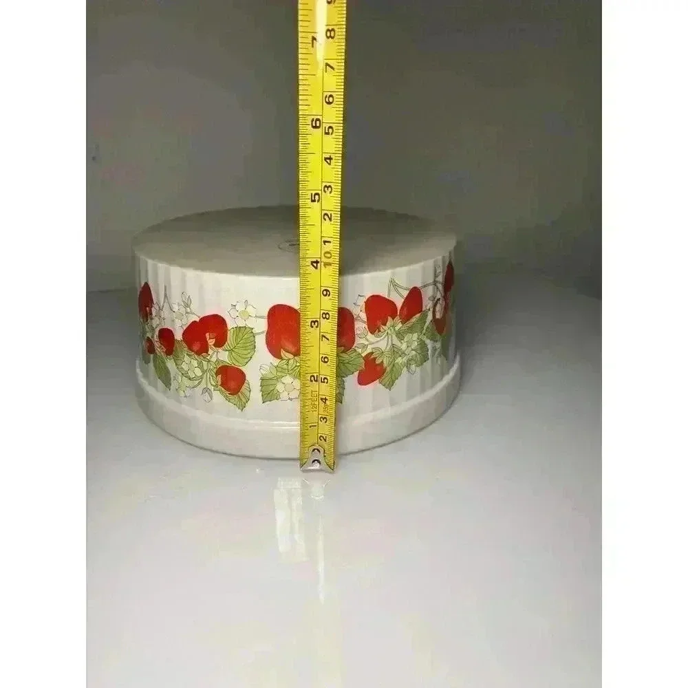 Vintage 1985 Action Strawberry Round Souffle Baking Souffle Dish Stoneware